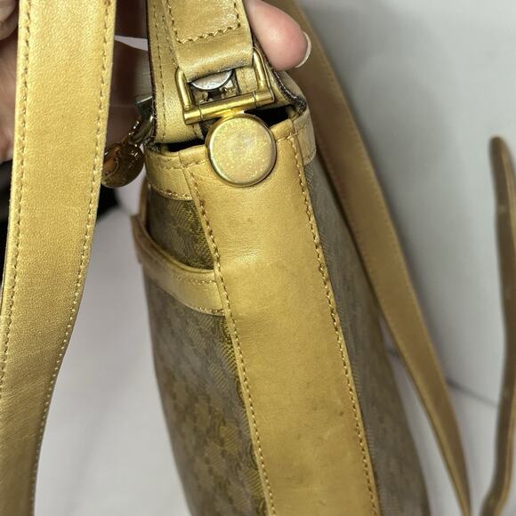 Authentic CELINE Macadam Canvas Shoulder Bag crossbody PVC Beige Gold BA4269 - Picture 10 of 15